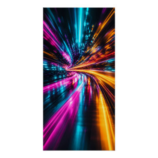 Cyberpunk Neon Warp Drive Poster
