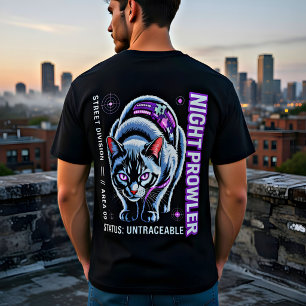 Cyberpunk Night Prowler Cat Gift for Gamers T-Shirt