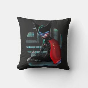 Cyberpunk Ninja Black Cat Cushion