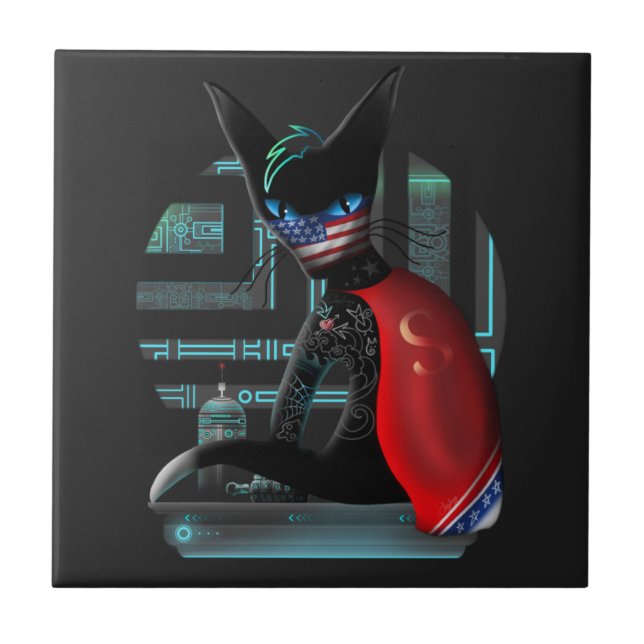  Cyberpunk Ninja Black Cat Tile (Front)