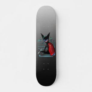 Cyberpunk Ninja Cat Skateboard