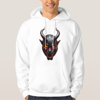 Cyberpunk Oni Mask Hoodie - Futuristic Japanese De