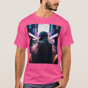 Cyberpunk Outrun Biker Motorcycle Motorcyclist Fut T-Shirt