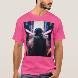 Cyberpunk Outrun Biker Motorcycle Motorcyclist Fut T-Shirt