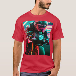 Cyberpunk Outrun Biker Motorcycle Motorcyclist Fut T-Shirt