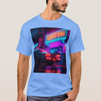 Cyberpunk Outrun City  Automobile Futuristic AI Ge T-Shirt