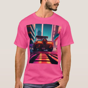 Cyberpunk Outrun City Automobile Futuristic AI Ge T-Shirt