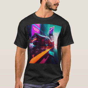 Cyberpunk Outrun City  Automobile Futuristic AI Ge T-Shirt