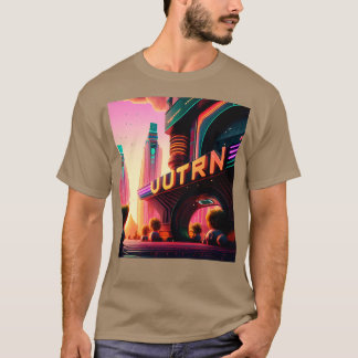 Cyberpunk Outrun City Futuristic AI Generated Art T-Shirt