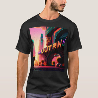 Cyberpunk Outrun City Futuristic AI Generated Art T-Shirt