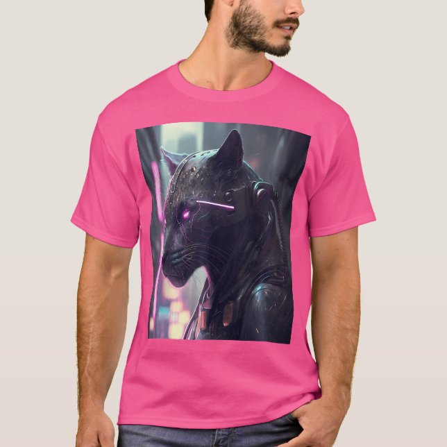 Cyberpunk Panther Sci-Fi Futuristic Wildlife City  T-Shirt (Front)