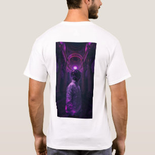 Cyberpunk Purple and Black Abstract Graphic T-Shir T-Shirt