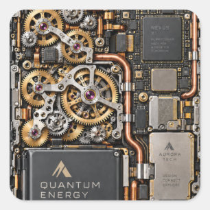 Cyberpunk Quantum Tech Circuit Board Phone Case & Square Sticker