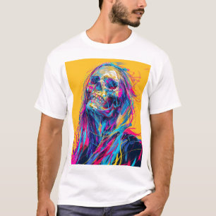 Cyberpunk Rainbow Girl Long Hair T-Shirt