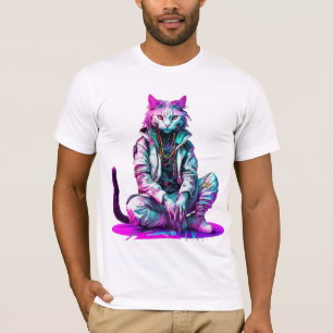 Cyberpunk Rastafarian Cat - Mystical Chill T-Shirt