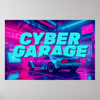 Cyberpunk Retro Car Synthwave Garage Sci-Fi Poster