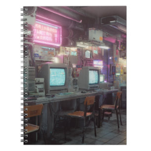 Cyberpunk Retro Computer Café Notebook