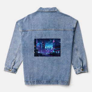 Cyberpunk Rooftop Tokyo Denim Jacket