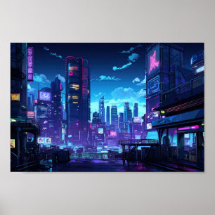 Cyberpunk Rooftop Tokyo Poster