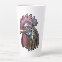 Cyberpunk Rooster Iridescent Mechanical Art 