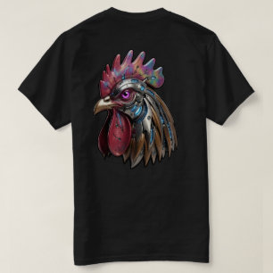 Cyberpunk Rooster Iridescent Mechanical Art  T-Shirt