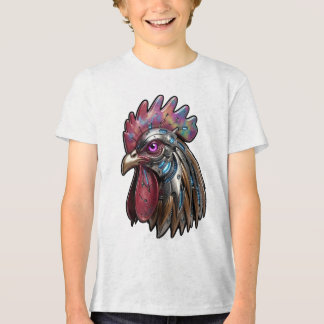 Cyberpunk Rooster Iridescent Mechanical Art  Tri-Blend Shirt