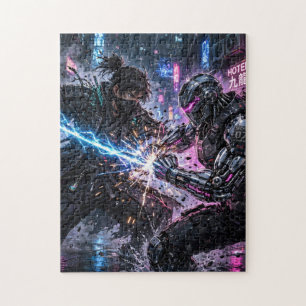 Cyberpunk Samurai Duel Jigsaw Puzzle