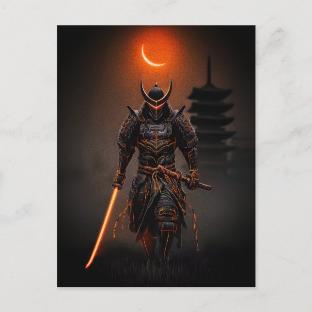 Cyberpunk Samurai Futuristic Warrior Postcard (Front)