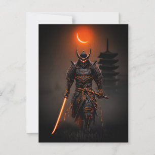 Cyberpunk Samurai Futuristic Warrior Postcard