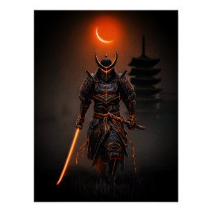 Cyberpunk Samurai Futuristic Warrior Poster