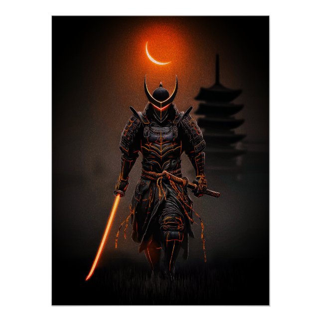 Cyberpunk Samurai Futuristic Warrior Poster (Front)