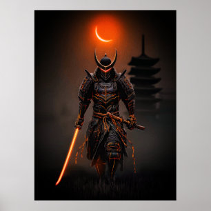 Cyberpunk Samurai Futuristic Warrior Poster