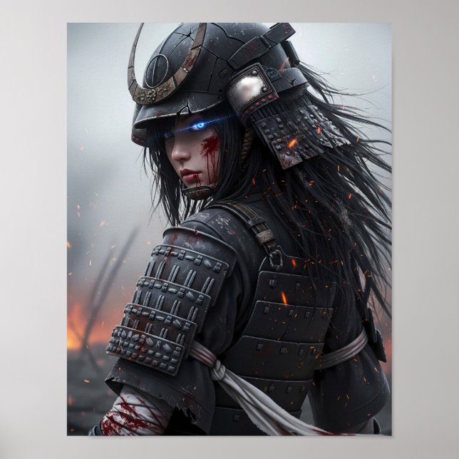 Cyberpunk Samurai Girl Poster (Front)