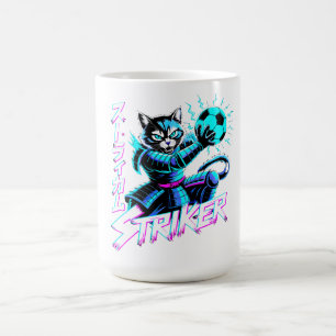 Cyberpunk Samurai Striker Cat for Gamers & Anime Coffee Mug