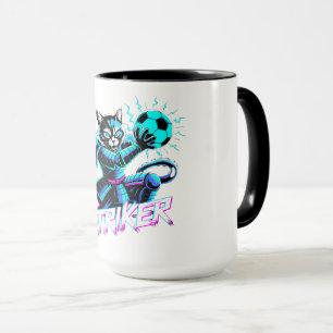 Cyberpunk Samurai Striker Cat for Gamers & Anime Mug