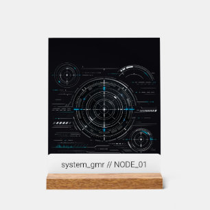 Cyberpunk Sci Fi Radar HUD Tech Acrylic Desk Plate Sign