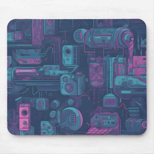 Cyberpunk seamless  pattern mouse mat (Front)