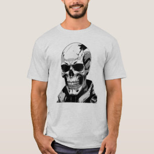Cyberpunk Skull Futuristic Graphic Tee Design