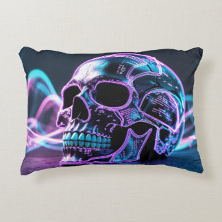 Cyberpunk Skull Glitch Decorative Cushion