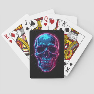 Cyberpunk Skull Neon Synthwave Glow Gamer Goth Playing Cards