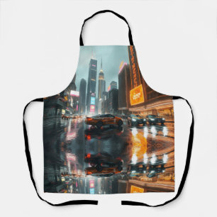 Cyberpunk Skyscrapper City Cars Apron