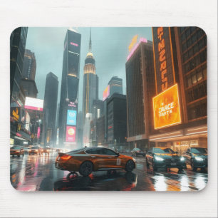 Cyberpunk Skyscrapper City Cars Mouse Mat
