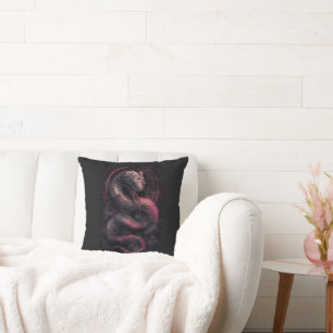 Cyberpunk Snake Dark Grunge Throw Pillow