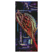 Cyberpunk Sparrow in Neon Cityscape Bookmark 