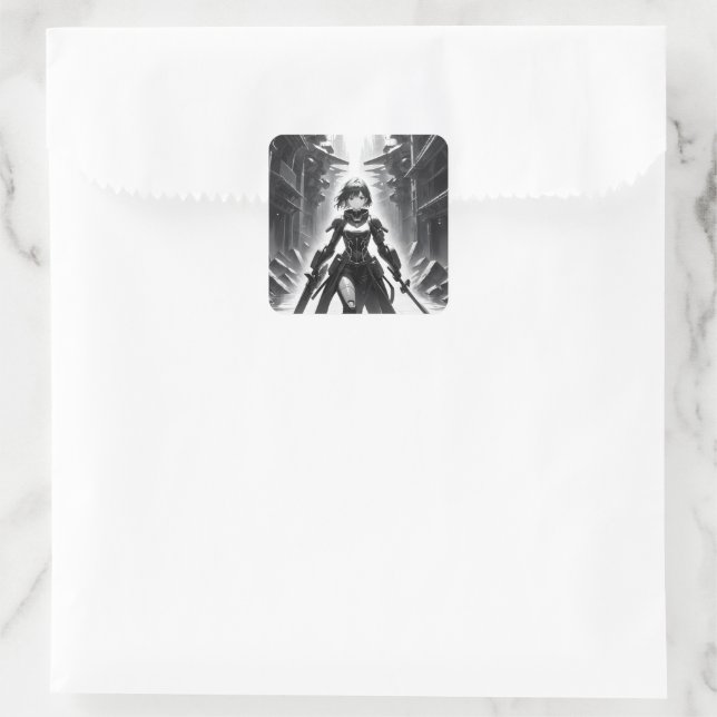 cyberpunk square sticker (Bag)