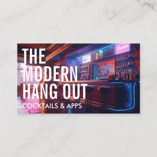Cyberpunk Style Bar | Large Font Business Card (Front)