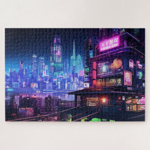 Cyberpunk Tokyo Ramen House Jigsaw Puzzle