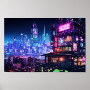 Cyberpunk Tokyo Ramen House Poster