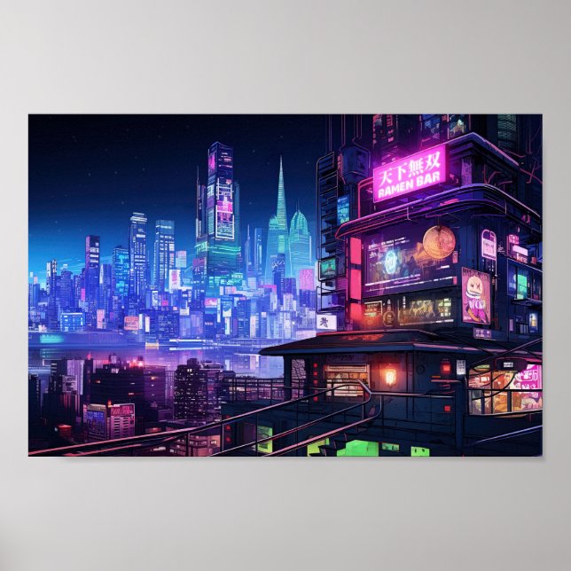 Cyberpunk Tokyo Ramen House Poster (Front)