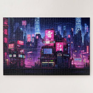 Cyberpunk Tokyo Street Diner Jigsaw Puzzle